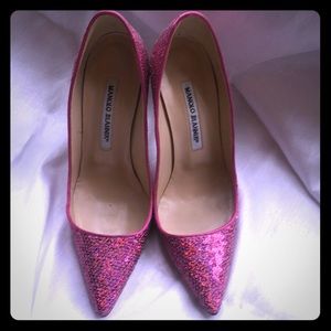 Manolo Blahnik Pink Sequin Pumps